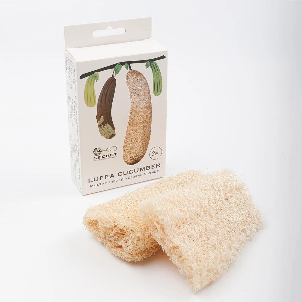 Natural Loofah Sponge Set | Eco-Friendly Exfoliating Body Scrubber & Multi-Purpose Cleaner