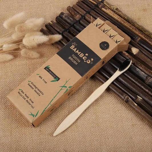 4-Pack Biodegradable Bamboo Toothbrushes | Soft Plant-Based Bristles | Eco-Friendly & Zero Waste