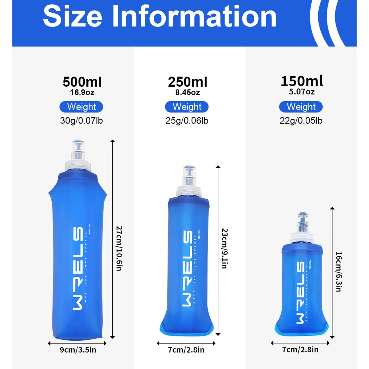 WRELS Soft TPU Folding Water Bottle | BPA-Free Hydration Flask for Running, Hiking & Cycling