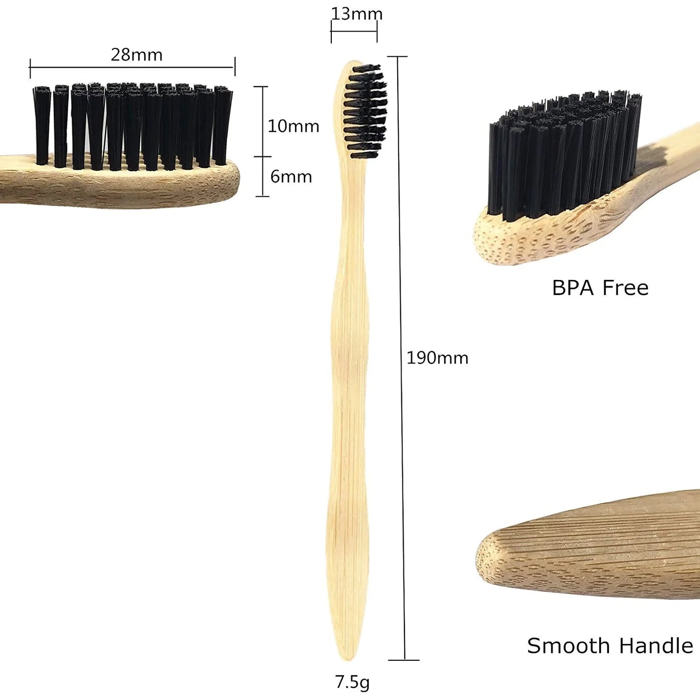 4-Pack Biodegradable Bamboo Toothbrushes | Soft Plant-Based Bristles | Eco-Friendly & Zero Waste