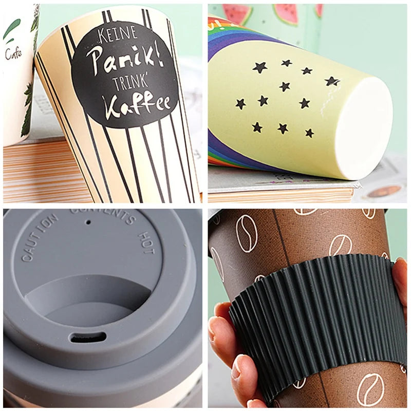 470ml Eco-Friendly Bamboo Fiber Travel Mug | Reusable Coffee Cup with Lid