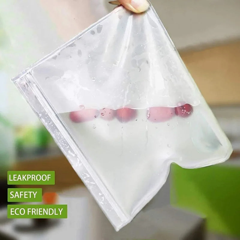 Reusable Silicone Food Storage Bags | Ziplock Stand-Up Freshness Food Storage Containers | Leakproof, Waterproof & Eco-Friendly