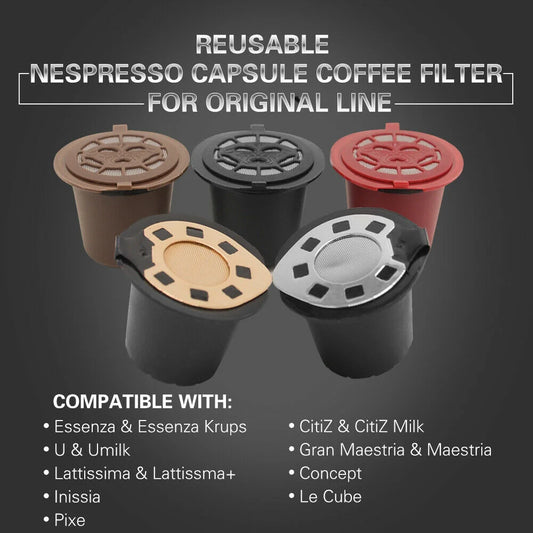 Reusable Nespresso Coffee Capsule Filters – Food-Grade Plastic & Stainless Steel Mesh for Nespresso Pods