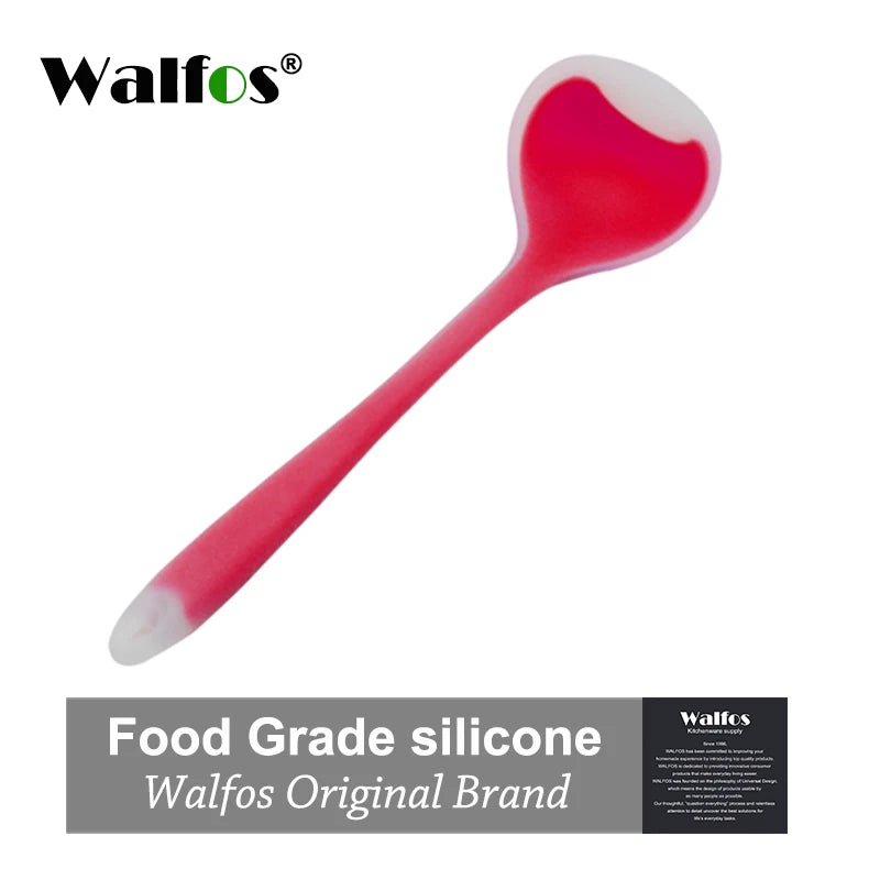 WALFOS Non-Stick Silicone Soup Spoon | Heat-Resistant Ladle | BPA-Free Cooking Tool