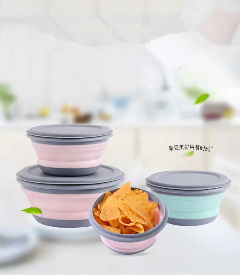 Collapsible Travel Bowl Set | 3-Piece Foldable Plastic Food Container | BPA-Free & Durable