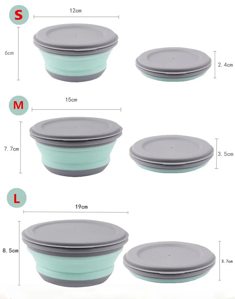 Collapsible Travel Bowl Set | 3-Piece Foldable Plastic Food Container | BPA-Free & Durable