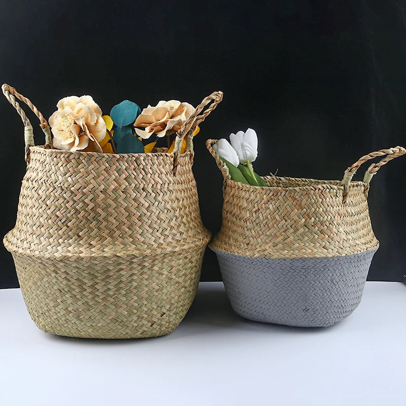 Eco-Friendly Seagrass Storage Basket – Handwoven, Foldable & Multi-Purpose