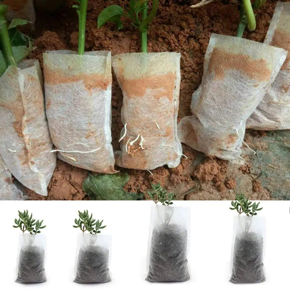 100pcs Biodegradable Seedling Bags – Eco-Friendly Non-Woven Nursery Pots for Healthy Plant Growth