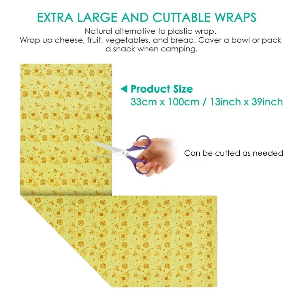 Reusable Beeswax Food Wrap Roll | Cut-to-Size Organic Cotton Wrap | Sustainable & Eco-Friendly Alternative to Plastic