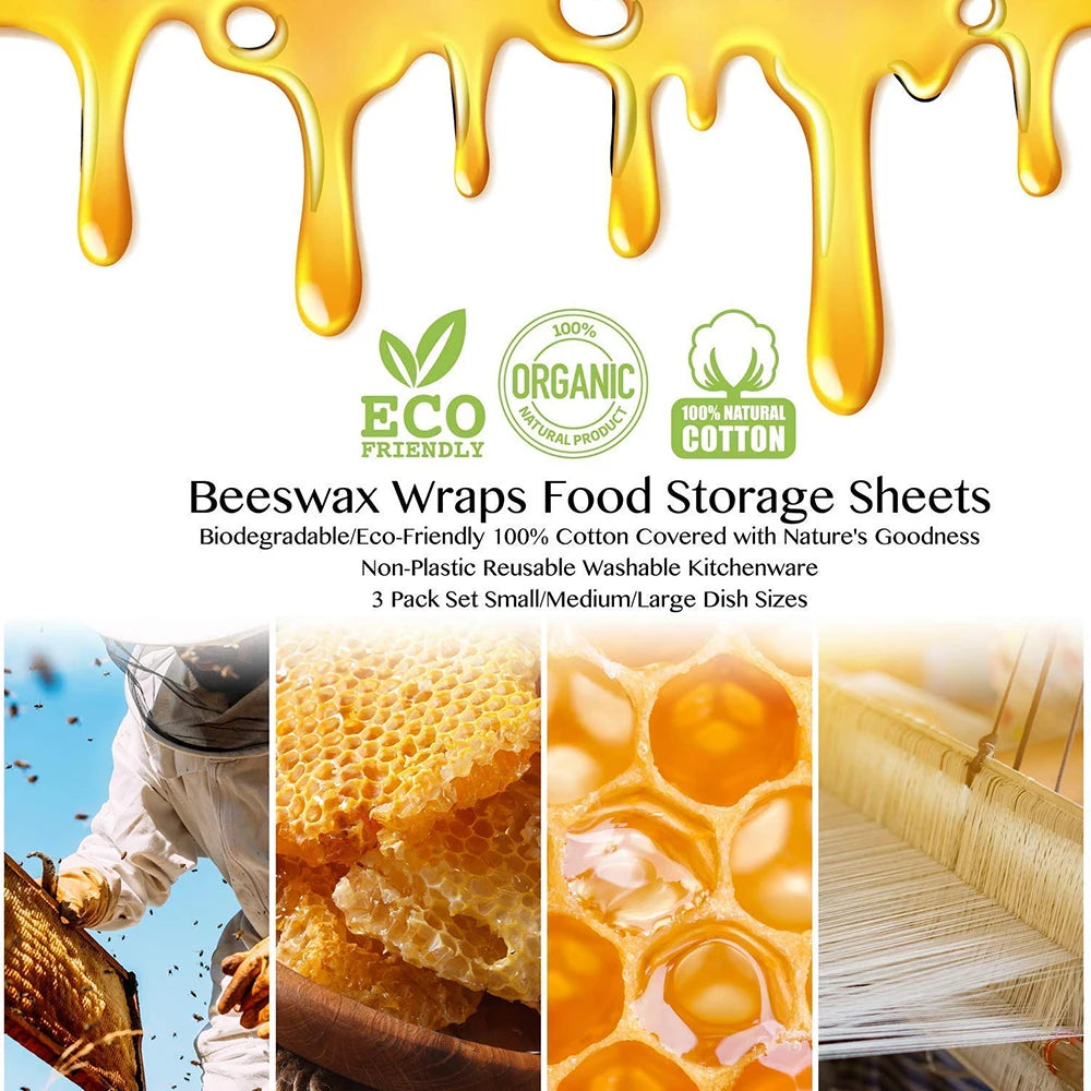 Eco-Friendly Reusable Beeswax Food Wraps – Custom Made Organic Cotton Cling Wraps for Food Storage