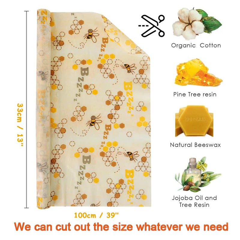 Reusable Beeswax Food Wrap Roll | Cut-to-Size Organic Cotton Wrap | Sustainable & Eco-Friendly Alternative to Plastic