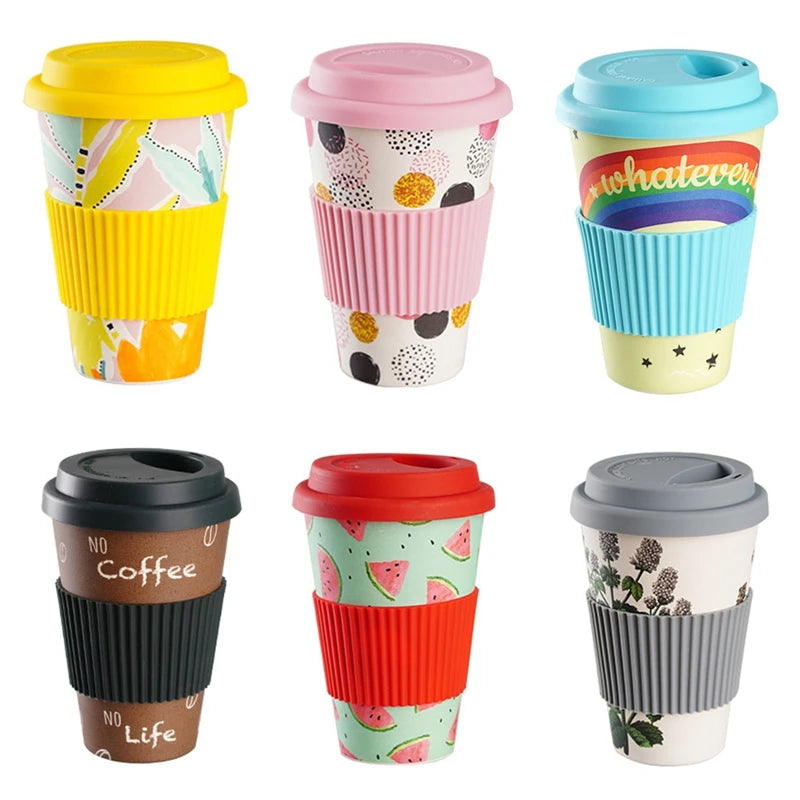 470ml Eco-Friendly Bamboo Fiber Travel Mug | Reusable Coffee Cup with Lid