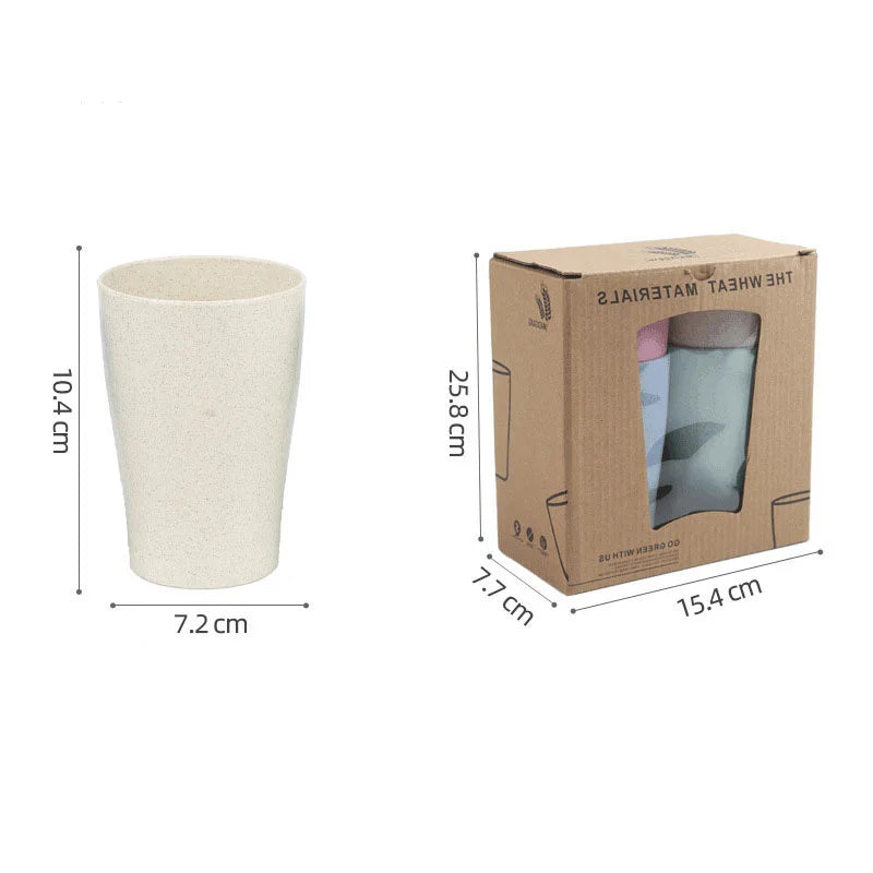 4Pcs Wheat Straw Eco-Friendly Cups – Durable & Biodegradable Reusable Drinkware for Home & Travel