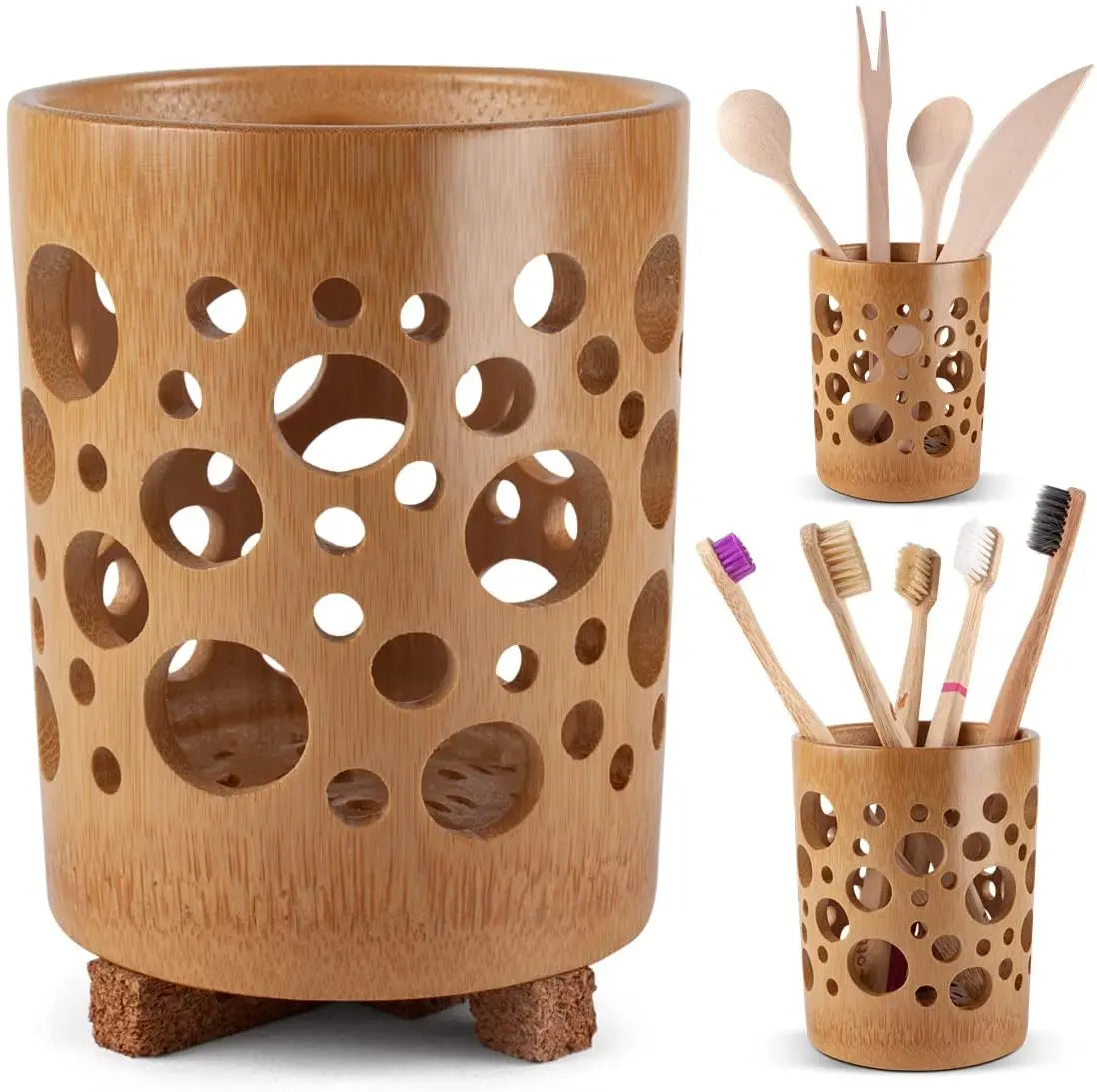 Bamboo Toothbrush Holder Cup | Quick-Dry Toothbrush & Toothpaste Storage | Eco-Friendly, Biodegradable Bathroom Cup