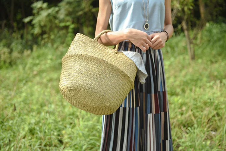 Eco-Friendly Seagrass Storage Basket – Handwoven, Foldable & Multi-Purpose