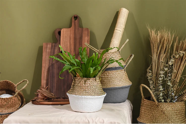 Eco-Friendly Seagrass Storage Basket – Handwoven, Foldable & Multi-Purpose