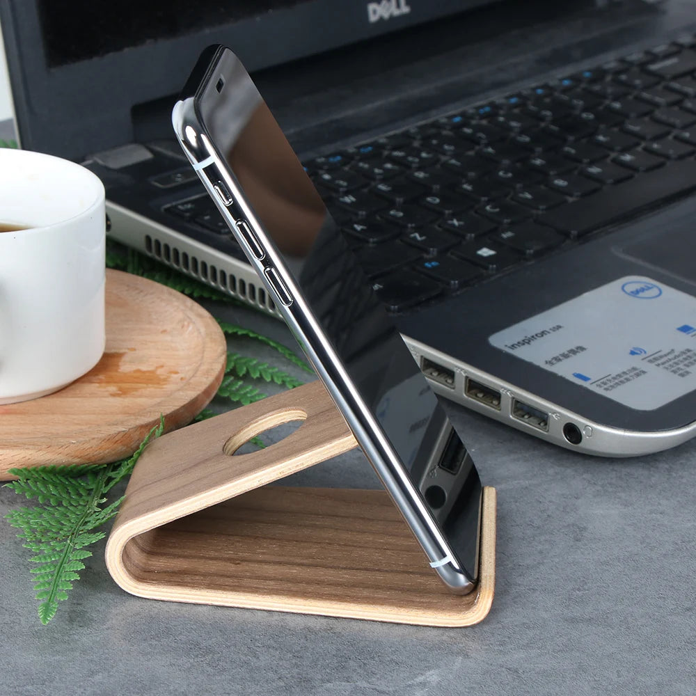 Bamboo Wood Stand – 2-in-1 Desk Organizer for iPhone & Apple Watch | Sturdy & Elegant Docking Station