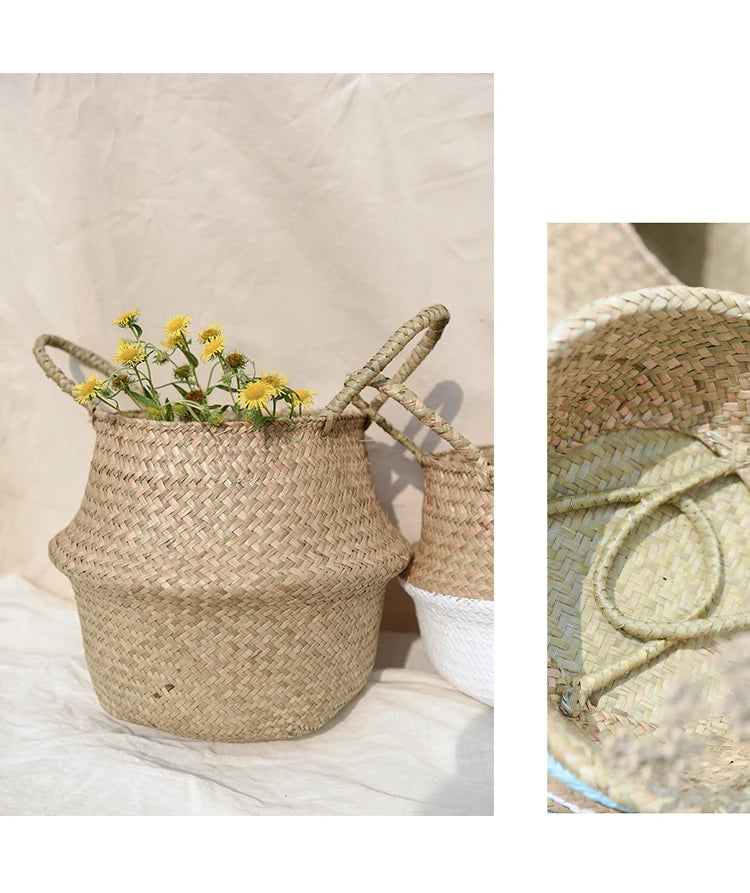 Eco-Friendly Seagrass Storage Basket – Handwoven, Foldable & Multi-Purpose