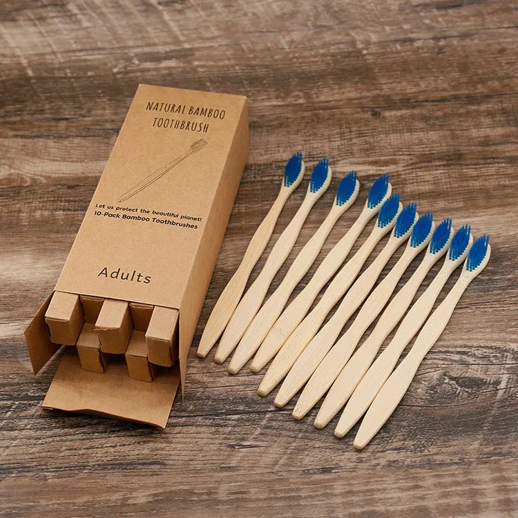 10-Pack Biodegradable Bamboo Toothbrushes | Eco-Friendly, BPA-Free, Soft Bristles | Sustainable Dental Care