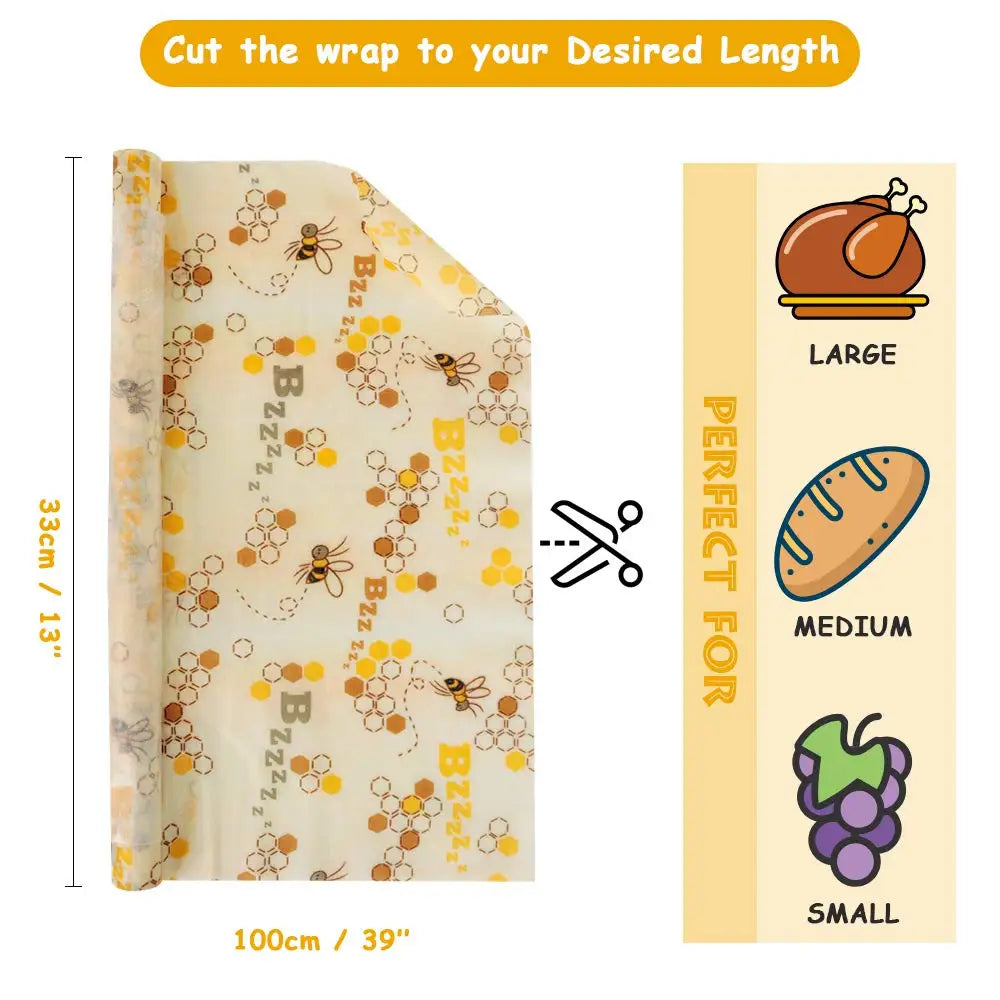 Reusable Beeswax Food Wrap Roll | Cut-to-Size Organic Cotton Wrap | Sustainable & Eco-Friendly Alternative to Plastic