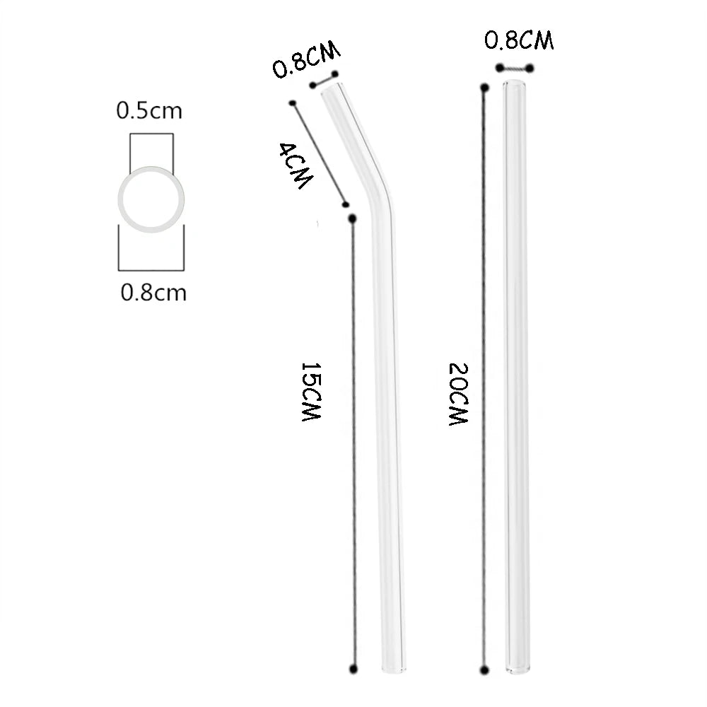 Reusable Glass Straws | High Borosilicate Eco-Friendly Drinking Straws | Boba, Bubble Tea, Milkshakes & More