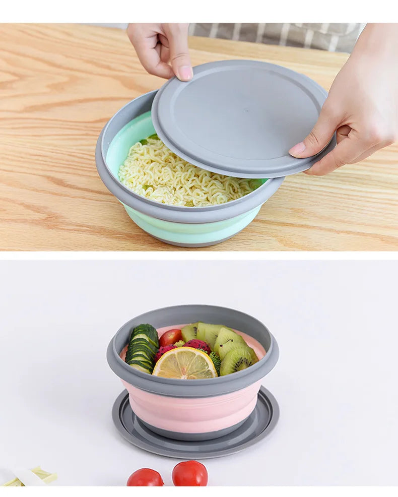 Collapsible Travel Bowl Set | 3-Piece Foldable Plastic Food Container | BPA-Free & Durable