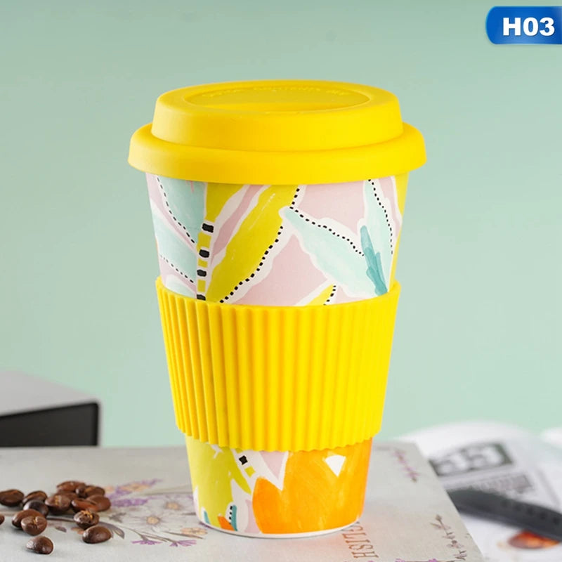 470ml Eco-Friendly Bamboo Fiber Travel Mug | Reusable Coffee Cup with Lid