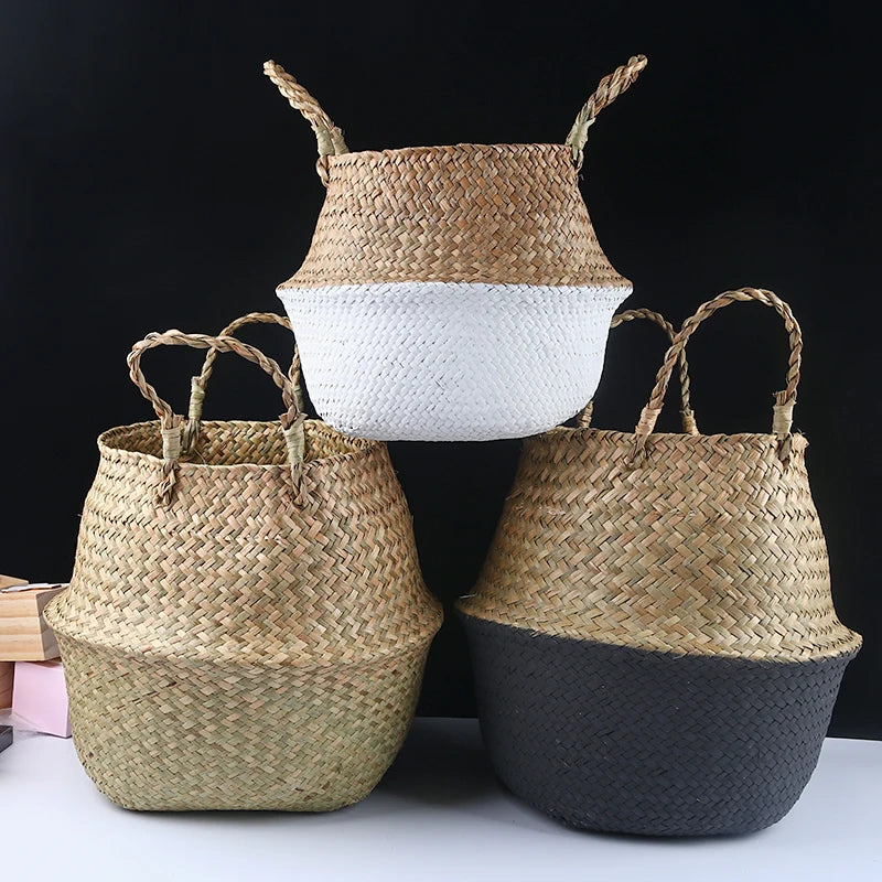 Eco-Friendly Seagrass Storage Basket – Handwoven, Foldable & Multi-Purpose