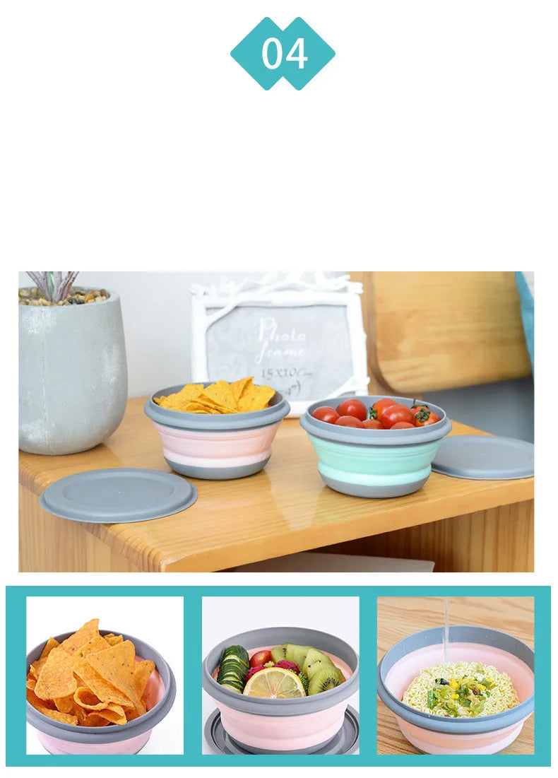 Collapsible Travel Bowl Set | 3-Piece Foldable Plastic Food Container | BPA-Free & Durable