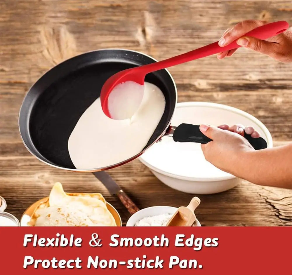 WALFOS Non-Stick Silicone Soup Spoon | Heat-Resistant Ladle | BPA-Free Cooking Tool