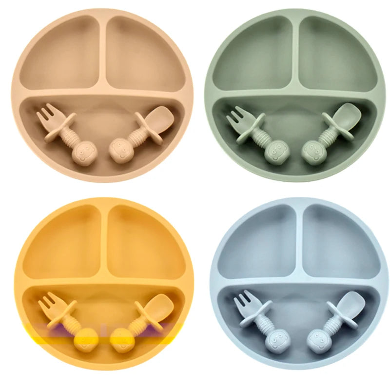 Silicone Baby Plate Set | BPA-Free Non-Slip Feeding Tray for Toddlers & Kids