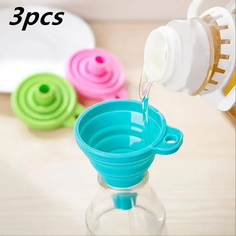 Silicone Collapsible Funnel – Foldable, BPA-Free & Heat-Resistant for Kitchen & Bottle Filling (1pc/3pcs)