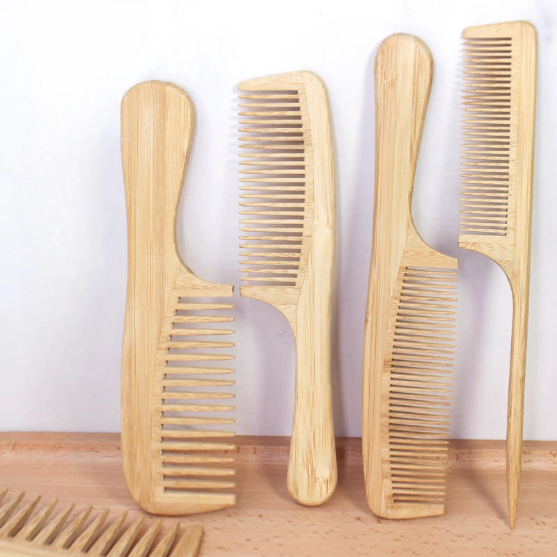 Bamboo Wide Tooth Comb | Anti-Static Detangling Hair Brush for Curly & Straight Hair | Gentle Scalp Massage & Smoothing | Eco-Friendly for Women & Men