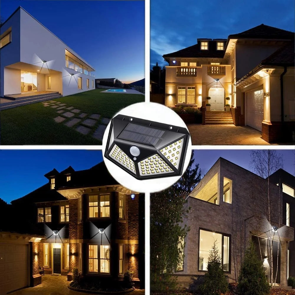 Solar Motion Sensor Light – 100 LED Ultra-Bright Outdoor Security Lamp, Waterproof, with 3 Modes