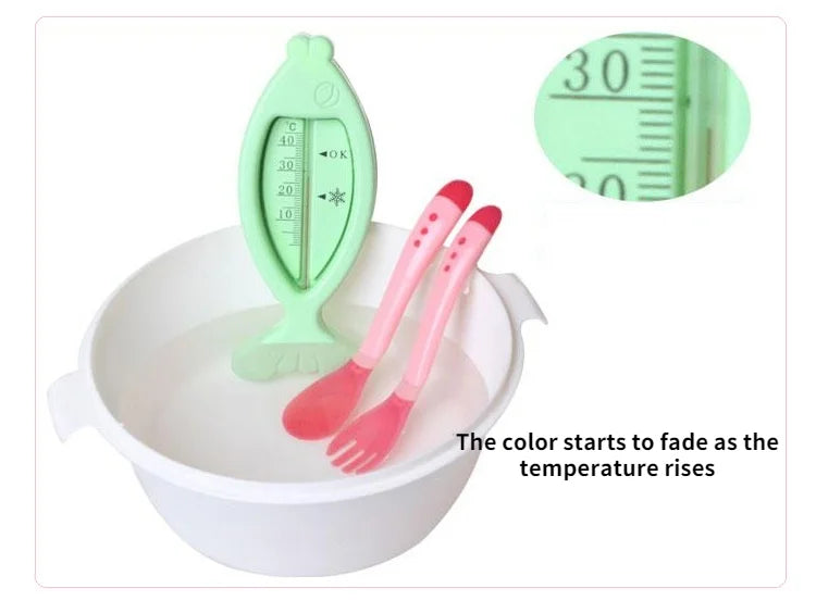 Baby Temperature Sensing Spoon & Fork Set | Soft Silicone | BPA-Free | Safe Self-Feeding