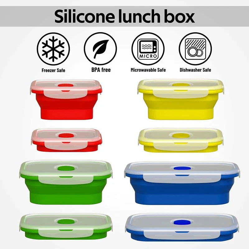 Collapsible Silicone Food Storage Container | Eco-Friendly Bento Lunch Box | Leakproof & Space-Saving Design