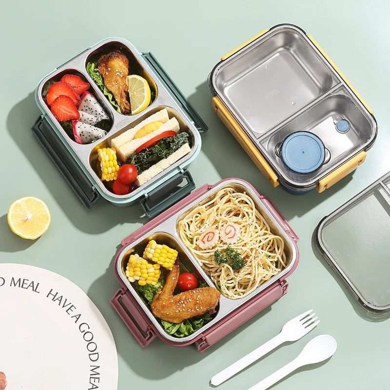 Stainless Steel Leakproof Lunch Box – Eco-Friendly, Insulated Food Container with Cutlery