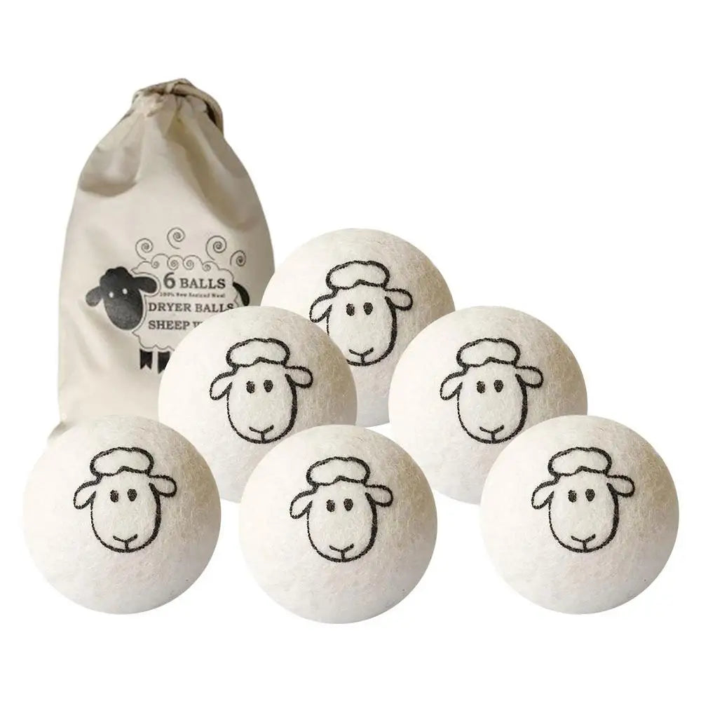 Natural Wool Dryer Balls | 6-Pack Reusable Laundry Balls | Reduce Wrinkles & Save Drying Time