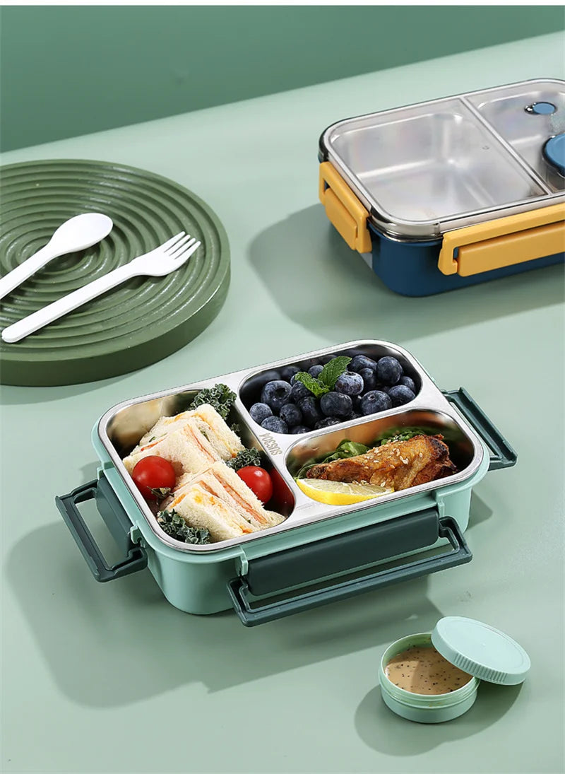 Stainless Steel Leakproof Lunch Box – Eco-Friendly, Insulated Food Container with Cutlery