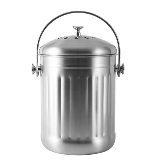 Stainless Steel Kitchen Compost Bin – Odour-Free, Durable & Eco-Friendly with Charcoal Filter (28x18cm)