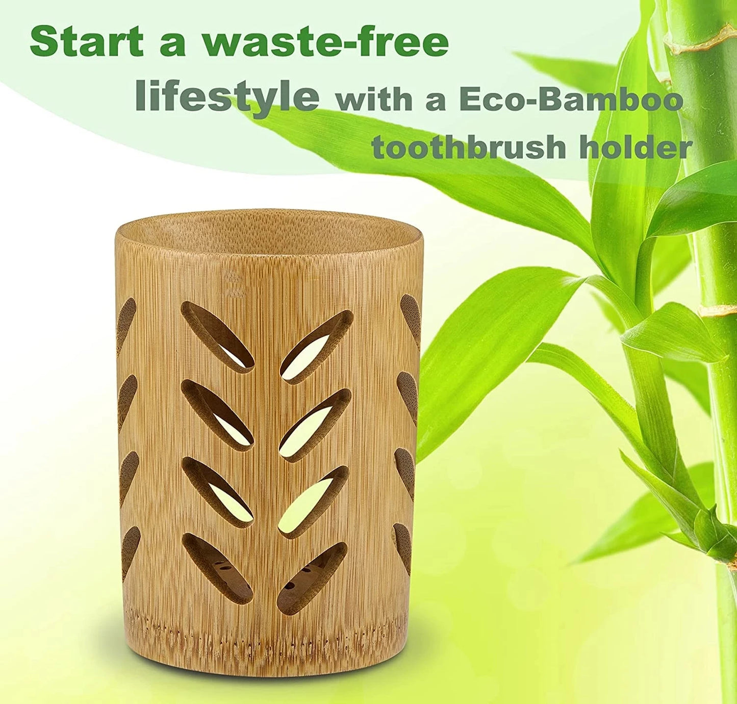 Bamboo Toothbrush Holder Cup | Quick-Dry Toothbrush & Toothpaste Storage | Eco-Friendly, Biodegradable Bathroom Cup