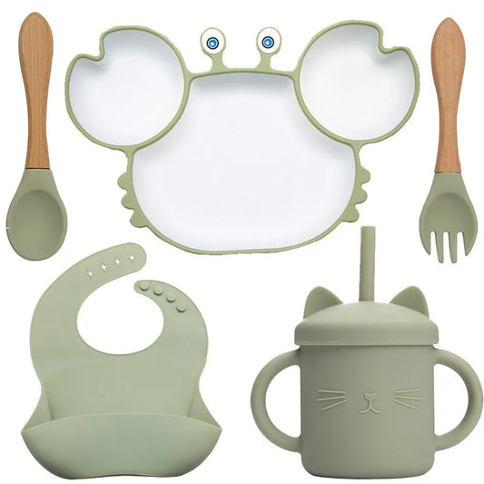 Silicone Baby Crab Bowl & Spoon Set | BPA-Free, Non-Slip Feeding Tableware for Babies & Kids