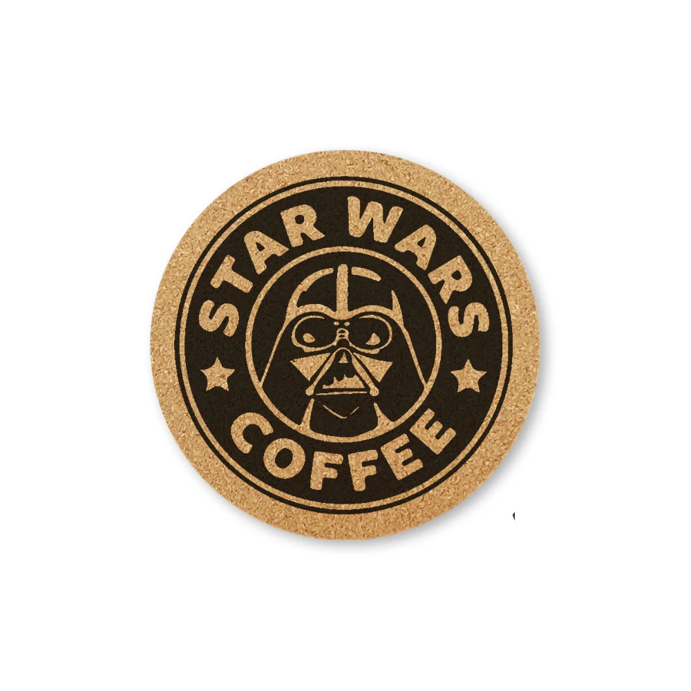 Star Wars Engraved Cork Coasters – Eco-Friendly Drink Mats for Coffee & Tea (Set of 2)