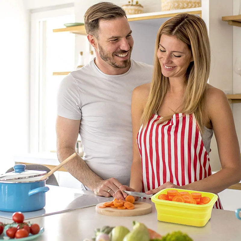 Collapsible Silicone Food Storage Container | Eco-Friendly Bento Lunch Box | Leakproof & Space-Saving Design