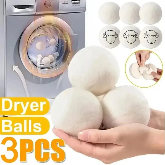 Eco-Friendly Wool Dryer Balls | Reusable Natural Fabric Softener | Reduce Drying Time & Static