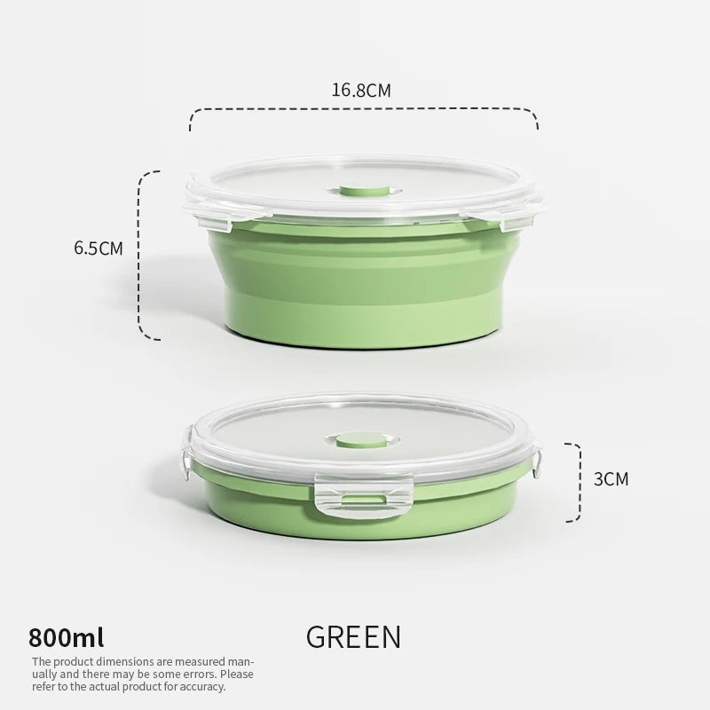 Collapsible Silicone Lunch Box – Eco-Friendly, Leakproof, Microwave & Freezer Safe Folding Food Storage Bowl