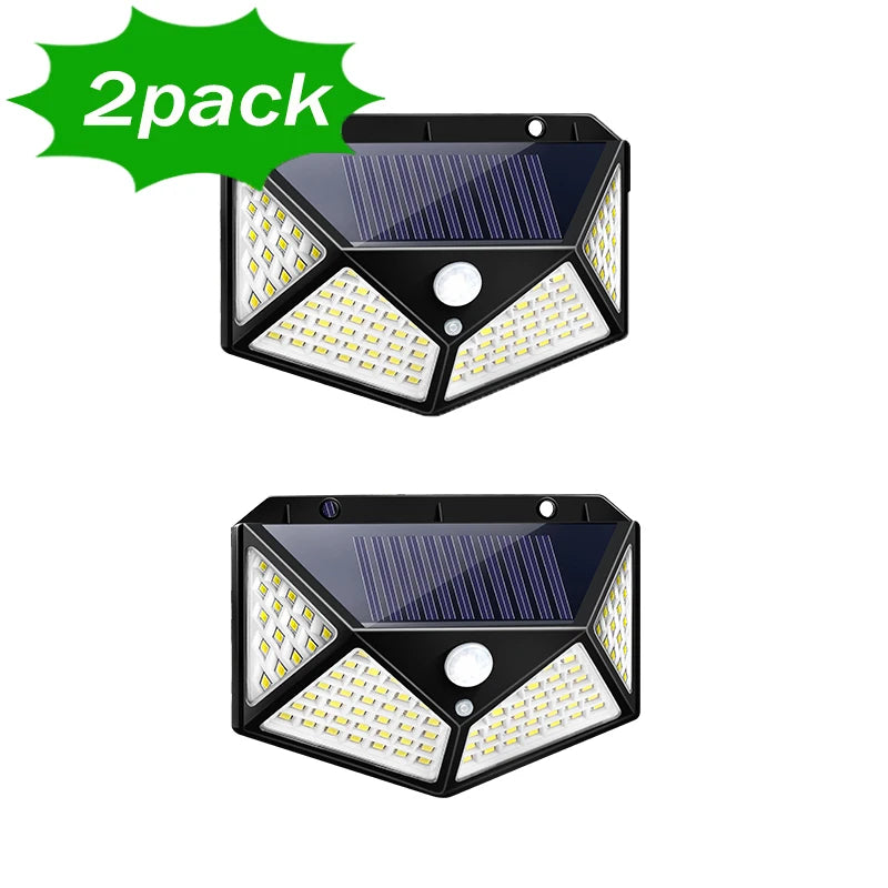 Solar Motion Sensor Light – 100 LED Ultra-Bright Outdoor Security Lamp, Waterproof, with 3 Modes