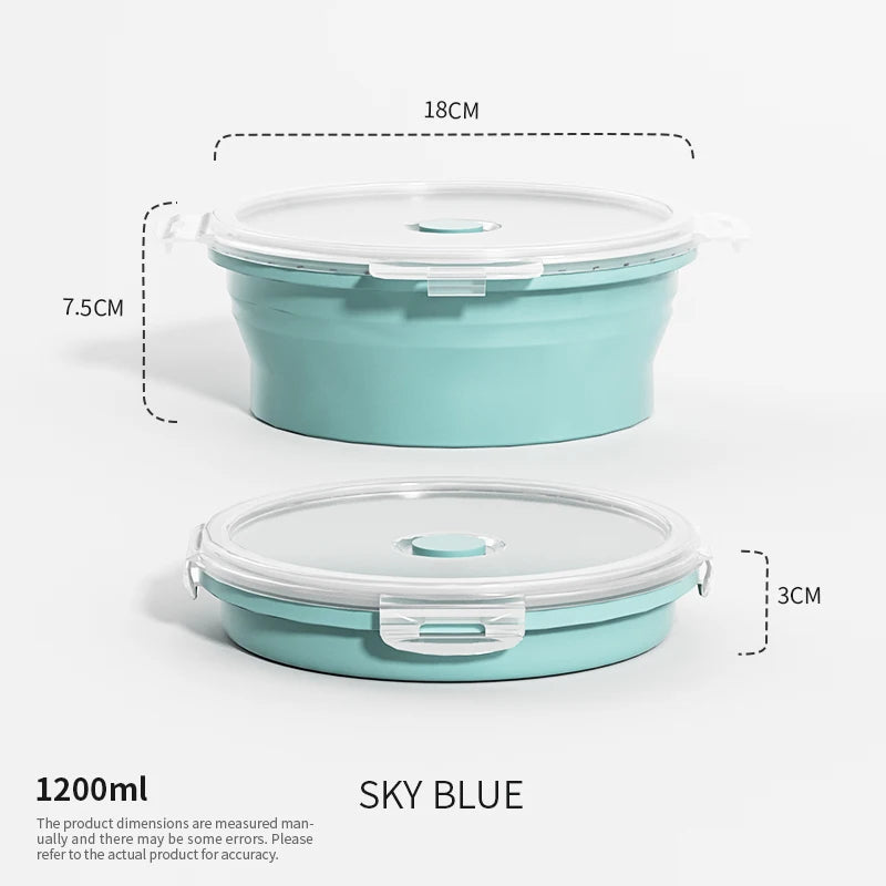 Collapsible Silicone Lunch Box – Eco-Friendly, Leakproof, Microwave & Freezer Safe Folding Food Storage Bowl