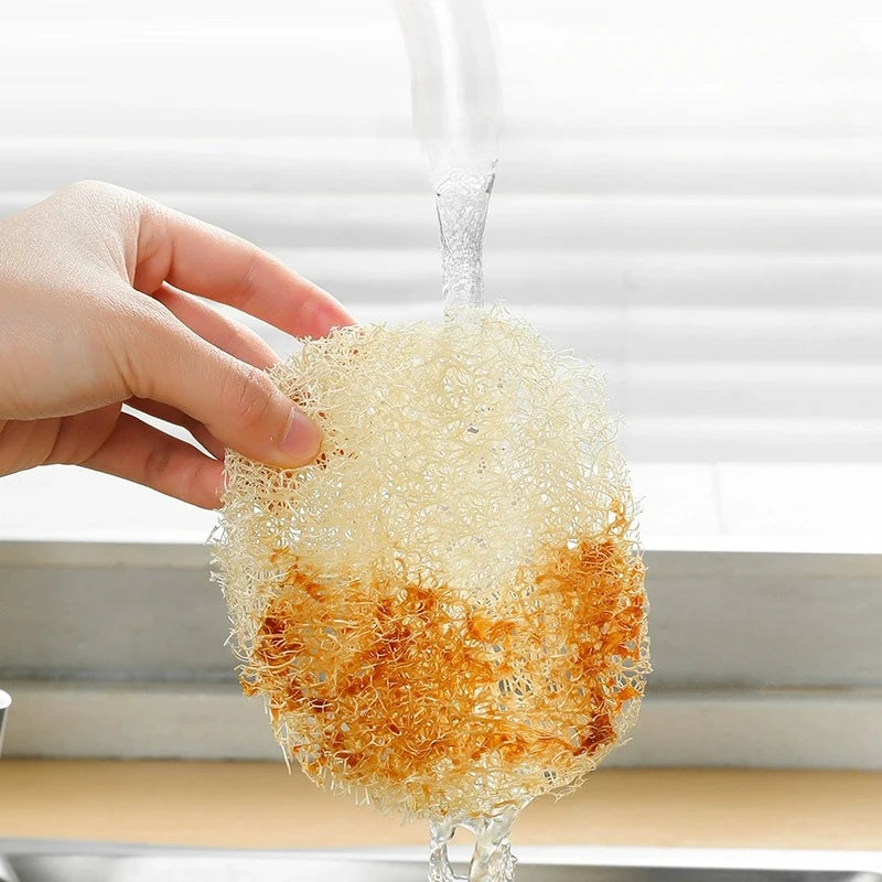 5PCS Natural Loofah Scrub Pads | Eco-Friendly Dishwashing Sponges for a Zero-Waste Kitchen