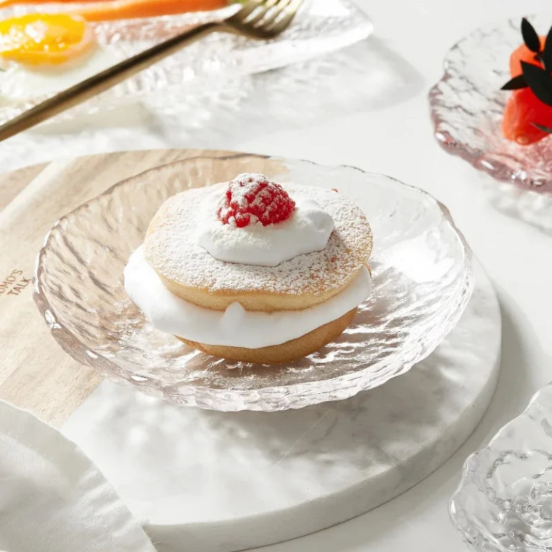 Elegant Crystal Glass Dinnerware | Plates, Bowls & Saucers for Salads, Desserts & More | Eco-Friendly & Durable